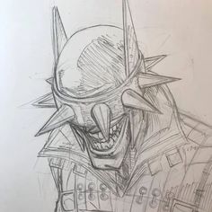 a pencil drawing of a demonic looking villain