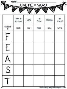 a printable game with words that read give me a word and have bunting flags