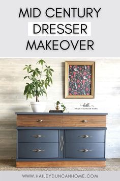 the mid century dresser makeover with text overlay