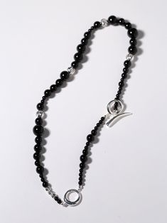 Metal: Recycled Sterling Silver Plated On Brass Gemstone: Black Onyx Chain Length: 360-460mm Weight: 44g Edison Pearls, Black Onyx Necklace, Gemstone Beaded Necklace, Onyx Necklace, Tiger Eye Stone, Metal Necklaces, Recycled Sterling Silver, Black Onyx, Stone Necklace