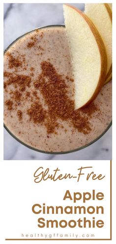 This creamy, healthy Apple Cinnamon Smoothie is a taste of Fall! Naturally Gluten-Free, Dairy-Free and Vegan, it's packed with nourishing, wholesome ingredients and is super satisfying and delicious! A perfect breakfast or snack anytime. Apple Cinnamon Smoothie, Cinnamon Smoothie, Healthy Gluten Free Breakfast, Apple Cut, Pumpkin Pie Smoothie, Keto Drinks, Favorite Breakfast Recipes