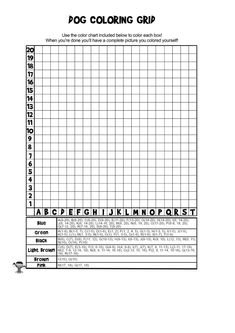 the printable worksheet for dog coloring grids is shown in black and white