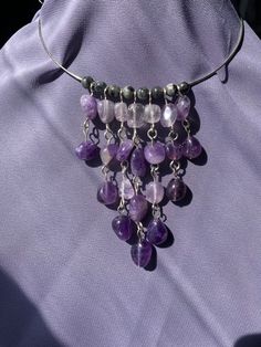 Handmade Amethyst and Larvikite necklace on memory wire. Fits up to an 18" neck. Adjustable Amethyst Dangle Necklaces, Wire Wrapped Amethyst Necklaces With Round Beads, Adjustable Hand-strung Purple Necklace, Wedding Jewellery Necklace, Wedding Necklaces, Memory Wire, Wedding Necklace, Stone Beads, Necklace Etsy