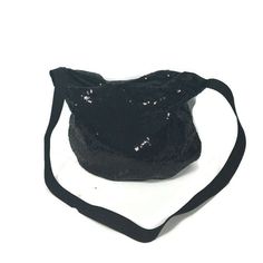 "Black Sequin Hobo Bag Sequin Shoulder Bag Black Sequin Crossbody Bag Glam Sequin Handbag Sequin Purses Mother's Day Gift Mini Bag Sparkle Bag LARGE HOBO BAG Approximate Measurements: 21\" wide across the top X 15\" high 7-8\" wide gathered bottom Fully-lined in black cotton quilted fabric Interior pockets Center magnetic closure Black nylon webbing strap MINI HOBO Approximate Measurements: 12\" wide across the top X 10\" high 4\" wide gathered bottom Fully-lined in black satin Center magnetic c Black Shoulder Bucket Bag For Party, Black Bucket Bag For Party, Black Hobo Bag With Removable Pouch For Party, Black Rectangular Hobo Bag For Party, Black Crossbody Hobo Bag For Party, Large Capacity Hobo Shoulder Bag For Party, Party Bucket Bag With Adjustable Strap, Black Bucket Bag With Adjustable Strap For Gift, Black Bucket Bag With Adjustable Strap As Gift