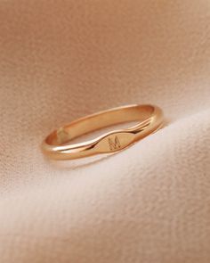 Engrave R1306 - Gold Filled — Priscilla Ma Office Reference, Engraved Signet Ring, Cute Promise Rings, Tiny Heart Tattoos, Sister Rings, Hammered Gold Ring, Gold Initial Ring, Letter Jewelry, Hammered Ring