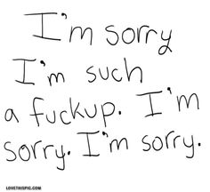 the words i'm sorry, i'm such a f k up, i'm sorry