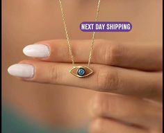 🧿 The Magic of Personalized Protection   Seeking the perfect birthday gift for her or a meaningful personalized gift for mom? Dive into the enchantment of the Evil Eye Necklace. This beautifully crafted eye-shaped pendant with its captivating blue stone at the center is not merely an accessory. It's a beacon of protection, carrying centuries of traditions. Bridging the gap between ancient lore and contemporary elegance, it offers a piece rich in history and modern style -- an ideal choice for those who value sentiment in every jewel they wear. 🚀 Swift & Safe Deliveries   Reliable and prompt, our shipping services through UPS & Royal Mail ensure your piece arrives straight from the heart of the UK without a hitch. 🔙 Your Peace of Mind Guaranteed   We understand the hesitations of online Personalized Spiritual Birthstone Necklace As Gift, Personalized Spiritual Birthstone Necklace For Gift, Mother's Day Gift Birthstone Necklace In Sterling Silver, Mother's Day Gift Sterling Silver Birthstone Necklace, Minimalist Necklace For Birthday Gift, Spiritual Adjustable Birthstone Necklace As A Gift, Adjustable Spiritual Birthstone Necklace As A Gift, Minimalist Sterling Silver Birthstone Necklace Gift, Spiritual Jewelry As Mother's Day Gift