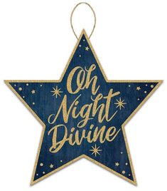 Wooden Star Sign: Christmas Oh Night Divine Glitter Sign - Christmas Wood Wall Door Hanger Sign - 12 x 11.75 Star Wreath, Wreath Making Supplies, Shabby Chic Christmas, Pink Boutique, Wooden Stars, Glitter Stars, Handmade Wreaths, Christmas 2023, Navy Gold