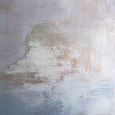 an abstract painting with white and blue colors