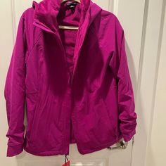 Nwt Kirkland Signature Soft Shell Fleece Lined Hooded Jacket. New And Never Used. Color Fuschia/Purple Tags# Forever21, H&M, Chi Chi London, Asos, Anthropologie, Modcloth, Kate Spade, Zac Posen, Ted Baker, J Crew, Brooks Brothers, Banana Republic, Ralph Lauren Fleece-lined Hoodie For Outdoor Activities, Outdoor Fleece-lined Hoodie, Winter Outdoor Purple Hoodie, Purple Winter Hoodie For Outdoor, Weatherproof Hooded Track Jacket For Winter, Hooded Fleece Outerwear For Hiking, Fleece Outerwear With Drawstring Hood For Hiking, Winter Purple Outerwear With Drawstring Hood, Purple Winter Outerwear With Drawstring Hood