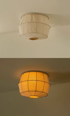 two different views of a light fixture and the same one with a lamp shade on it