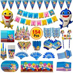 PRICES MAY VARY. [HIGH VALUE FOR MONEY] - Baby shark party supply set, you receive some of Amazon's most POPULAR and luxurious shark theme birthday party supplies bundled here for one low price! Individually, these items would cost you over $60! We have done the research for you -- Purchasing our bundle saves you both time and money! [HIGH QUALITY PREMIUM MATERIAL] - Our product are made of high quality , which is non-toxic, No smell, and more durable & vivid than paper or plastic made. [PERFECT Hanukkah Decorations Diy, Ocean Party Decorations, Shark Themed Birthday, Woodland Creatures Party, Shark Party Favors, Baby Shark Party, Shark Party Decorations