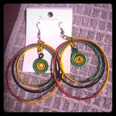 Fabric Covered Wire Hoop Earrings. Adjustable Orange Hoop Earrings, Wire Hoop Earrings, Earrings Color, Green Orange, Fabric Covered, Green And Orange, Hoop Earrings, Jewelry Earrings, Women Jewelry