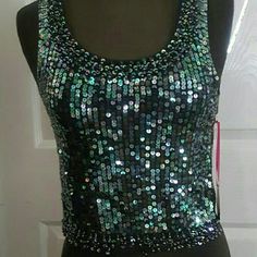 Forever 21 Ab Color Sequins Top Sleeveless A Few Sequins Missing At The Waist New With Tag Metallic Sleeveless Tank Top For Party Season, Sleeveless Sequined Crop Top For Party, Glamorous Embellished Sleeveless Crop Top, Sequined Crop Top Tank For Night Out, Spring Disco Sleeveless Crop Top, Spring Sleeveless Disco Crop Top, Sequined Crop Top Tank For Party, Party Sequined Crop Top Tank, Disco Style Sleeveless Tank Top For Spring