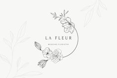 the logo for la fleur, a wedding floristryy shop with flowers and leaves