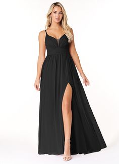 AZAZIE RAYNA - Bridesmaid Dresses Luxury Black Bridesmaid Dress For Prom Season, Black Evening Dress With Ruched Bodice For Prom, Black Bridesmaid Evening Dress, Black Chiffon Evening Dress With Sheer Bodice, Black Sweetheart Neckline Bridesmaid Dress, Black Evening Dress With Ruched Bodice For Wedding, Black Chiffon Dress With Sweep Train, Black Chiffon Evening Dress For Prom, Elegant Black Chiffon Prom Dress