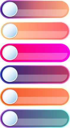 four different colored buttons on a white background, with one button highlighted in the middle