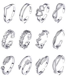 PRICES MAY VARY. 🍍Adjustable Toe Rings Set💍 💍You will get 12pcs different style toe rings in one order. Arrow toe ring, flower toe ring, wave ring, simple band ring, feather toe ring and leaf toe ring included. Unique design, never go out of style, perfect to wear it on the beach, party and wear as daily Jewelry. Also you can share these with your closer friends. 🍍🍍Quality Material🍓🍓The toe rings set is made of high quality copper. Great oxidize,vintage silver plated; shiny surface with p Flower Arrow, Ring Sketch, Art Jewelry Design, Jewellery Design Sketches, Jewelry Illustration, Jewelry Design Drawing, Women Flower, Jewelry Drawing, Jewellery Sketches