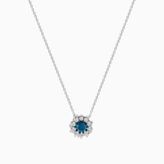 Bella Bleu 14K White Gold Blue and White Diamond Pendant 1.60 TCW Effy Jewelry, White Stone, Blue Diamond, Diamond Pendant, White Diamond, Round Diamonds, Blue And White, White Gold, Pendant Necklace