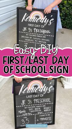 Looking for a fun DIY project for the kids? Check out our tutorial for creating personalized First and Last Day of School Signs. Perfect for capturing milestones! School Sign Ideas, Diy Sign Ideas, Last Day Of School Sign, First Day Of School Sign, Sharpie Pens, End Of School Year, School Memories, Parenting Toddlers