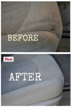 before and after images of the upholstered seat cushions