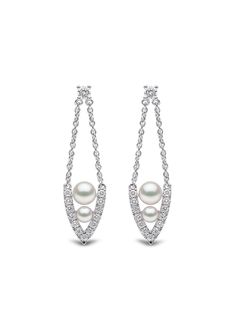 18kt white gold 18kt white gold diamond pearl Sleek earrings from YOKO LONDON featuring Akoya pearl accents, diamond accents, post back closure, drop design and for pierced ears. These earrings come as a pair.. This piece comes with a certificate of authenticity.. Pearls should be the last thing that you put on in the morning and the first thing you take off at night. Avoid contact with perfumes or creams, and simply wipe with a soft cloth to clean.. Sleek Earrings, White Pearl Earring, Luxe Jewelry, Drop Design, Yoko London, Fine Earrings, Pierced Ears, Women Accessories Jewelry, White Gold Diamonds