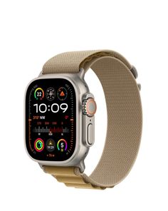 the apple watch series 4 is shown in gold and beige with a leather band on it