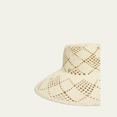 Loro Piana "Hoshi" crochet large-brim hat in straw Round crown  Flat, wide brim  Wipe clean Made in Italy Hoshi Crochet, Luxury Woven Bucket Straw Hat, Handwoven Beige Bucket Straw Hat, Loro Piana Cap, Loro Piana Baseball Cap, Luxury Cream Wide-brim Straw Hat, Straw Bucket Hat, Large Brim Hat, Loro Piana