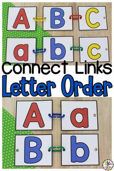 two pictures with the letters and numbers on them that are connected to connect links for letter order