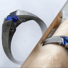 Ring Geometric, Sapphire Wedding Rings, Nature Inspired Rings