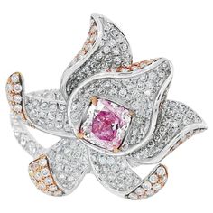 18kt white gold ring with diamonds Gold colour & karat: White gold 18kt Weight: 6.72 grams Set with- Stone type: Diamonds Shape: Cushion Carat: 0.52 ct Colour: Very Light Pink Clarity: I3 Surrounding Stones: Diamonds 1) White Diamonds Carat weight: 1.058 ct (226 pcs) Color: F Clarity: VS1/VS2 Cut: Round 2) Pink Diamonds Carat weight: 0.269 ct (90 pcs) Color: Pink Clarity: VS1/VS2 Cut: Round Report type and Number: 7306707834 Orchid Jewelry, Very Light Pink, Pink Diamond Ring, Sapphire Wedding Rings, Pink Diamonds, Jewelry Details, Modern Engagement Rings, Team Members, Diamonds And Gold