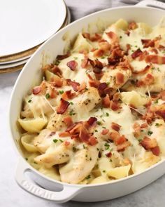 Chicken Ranch and Bacon Casserole Bacon Casserole Recipes, Slow Cooker Jambalaya, Mushroom Wine Sauce, Bacon Casserole, Chicken Ranch Pasta, Chicken Ranch, Lemon Butter Chicken, Ranch Pasta, Creative Snacks