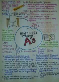 a piece of paper with writing on it that says how to get straight a's