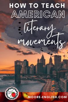 an image with the words how to teach american library movements in front of a cityscape