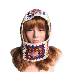 Crafted with care and creativity, this handmade Granny Square Balaclava is a true work of art.  Crocheted with precision and attention to detail, this charming balaclava features a delightful granny square pattern, adding a touch of vintage flair to its design.  Perfect as a thoughtful gift for loved ones, this balaclava is a unique and practical accessory for chilly days. Its unisex style makes it versatile for anyone to wear, adding a cozy and stylish layer to any outfit. Whether you're headin Handmade Winter Crochet Hat In Acrylic, Handmade Crochet Hat For Winter Gift, Handmade Multicolor Crochet Hat For Cold Weather, Handmade Multicolor Winter Crafts, Winter Crochet Crafts With Yarn, Multicolor Granny Square Crochet Hat For Winter, Granny Square Balaclava, Crochet Hooded Cowl, Hooded Cowl