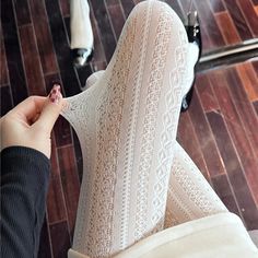 FREE SHIPPING ON ALL ORDERS OVER $50 | 100% SATISFACTION GUARANTEED Click "ADD TO CART" To Get Yours Now | Up To 60% OFF✨ Add a touch of timeless elegance to your wardrobe with Arimonz Hollowed Lace Mesh Stockings. These classic bottomed pantyhose feature intricate lace and mesh detailing, creating a sophisticated and alluring look. Perfect for any occasion, these classic tights provide both style and comfort, making them a versatile addition to your collection. Features: 📌 Trendy and comfortab White Patterned Tights, White Stockings Outfit Tights, White Tight Thigh-high Hosiery, White Tight Thigh High Hosiery, White Stretch Hosiery For Winter, Winter White Stretch Hosiery, White Tight Thigh-high Stockings, White Thigh-high Hosiery For Winter, White Thigh High Hosiery For Winter