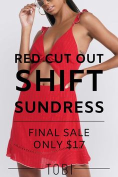 Save money on this short red cut out shift sundress. Get ready for sundress season by exploring the best sundresses for women in all styles and colors. You will find plenty of maxi and off the shoulder sundresses, short and flirty sundresses, or even strapless sundresses that will look great with sandals or heels all summer long. Shop the best selection of cute cheap sundresses and inexpensive sundresses from TOBI. Catch the TOBI dresses online sale happening now! #sundress Skater Mini Dress