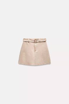 FAUX SUEDE MINI SKIRT - Sand | ZARA United States Luxury Miu Miu Skirt For Work, Fax Suede Skirt, Elegant Beige Mini Skirt, Short Cream Leather Skirt, Cream Suede Skirt, Pleated Beige Mini Skirt, Cream Leather Skirts, Luxury Miu Miu Skirt For Workwear, Leather Cream Skirt