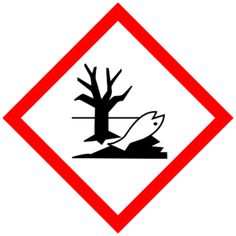 a white and red diamond sign with a bird on it's back, in front of a tree