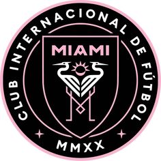 the international de fut club logo is shown in pink and black on a white background