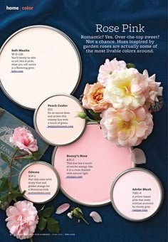 some pink flowers are sitting on top of the blue cloth and there is an article about how to use them