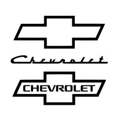 two chevrolet emblems are shown in black and white, one has the word chevrolet on it