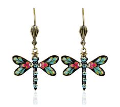 Look fly and accent your look with the bold beauty of these dangle earrings featuring colorful dragonfly drops. From Anne Koplik. Colorful Dragonfly, Gold Tones, Dangle Earrings, Jewelry Earrings, Crystals, Floral, Beauty, Color