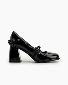 Platform-Chunky-Heels-Square-Toe-Block-Heel-Mary-Jane-Pumps High Heel Oxfords, Purple Toes, Block Heel Loafers, Toe Sandals, Chunky Block Heels, Platform Heels Chunky, Mary Jane Pumps, Leather Block Heels, Chunky Heels Sandals