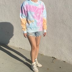 Good Day is expanding our selection! We are now offering hand-dyed tie-dye sweatshirts in the same great quality you've come to expect. Our unisex sweatshirts come in two vibrant designs and have a soft fleece inner layer. Brighten up your look by pairing with your favorite jeans or comfy sweats. Perfect for holiday gifting! Content: 80% Cotton/20% Polyester Size and Fit: Adult Unisex S-L. These sweatshirts will hit just below your waist if you take your normal size. Size up if you're looking fo Spring Tie Dye Relaxed Fit Sweatshirt, Tie Dye Hand Dyed Crew Neck Sweatshirt, Hand Dyed Tie Dye Crew Neck Sweatshirt, Hand Dyed Tie-dye Crew Neck Sweatshirt, Hand Dyed Long Sleeve Sweatshirt For Loungewear, Casual Multicolor Hand Dyed Sweatshirt, Hand-dyed Tie-dye Crew Neck Sweatshirt, Tie Dye Crew Neck Washed Sweatshirt, Tie Dye Cotton Sweatshirt For Loungewear