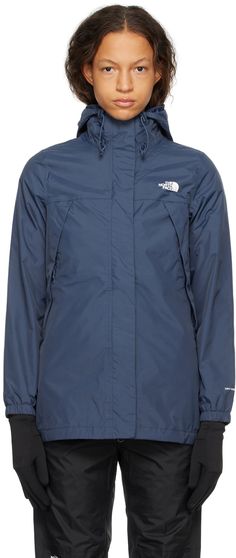 The North Face - Blue Antora Jacket The North Face Nylon Outerwear With Detachable Hood, Functional The North Face Windbreaker With Detachable Hood, Functional Windbreaker With Detachable Hood By The North Face, The North Face Winter Windbreaker With Detachable Hood, Funnel Neck, North Face, The North Face, Zip Pockets, ? Logo