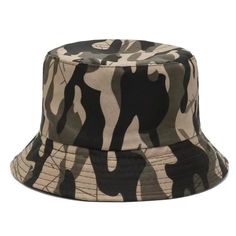 Elevate your outdoor style with our Camo Bucket Hat, the perfect blend of functionality and fashion. Whether you're hiking, fishing, or simply enjoying a sunny day, this hat provides the ultimate protection and a stylish look. Key Features: Durable Material: Crafted from cotton and polyester to ensure long-lasting wear and comfort. Classic Camo Design: Features a timeless camouflage pattern that blends seamlessly with natural surroundings, making it perfect for outdoor adventures. Wide Brim: Off Khaki Cap Sun Hat For Summer, Casual Camouflage Bucket Hat For Outdoor, Lightweight Visor Bucket Hat For Camping, Trendy Bucket Hat For Outdoor Activities, Summer Camouflage Bucket Hat, Khaki Bucket Hat With Curved Brim For Summer, Casual Camouflage Bucket Hat For Summer, Adjustable Military Style Hats For The Beach, Adjustable Khaki Summer Hat