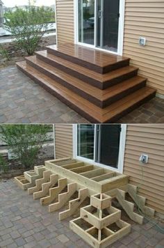 the steps are made out of wood and ready to be installed