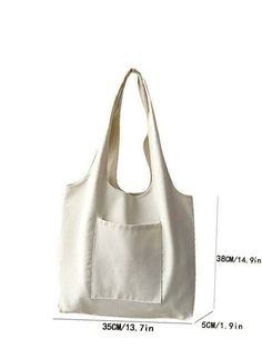 a white tote bag is shown with measurements