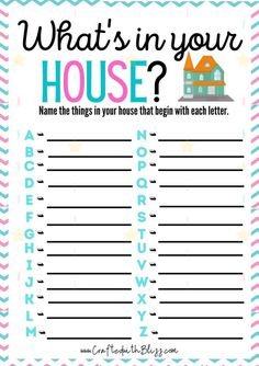 what's in your house? printable for the kids to write and draw